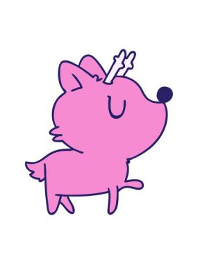 Kawaii 'nin çizgi film çiziminin parlak ışık efekti şirin geyik.