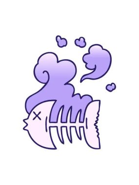 gradyan gölgeli karikatür ölü balık iskeletinin pixelize etkisi