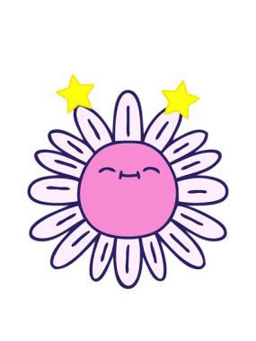 dönen yıldız animasyonu el çizimi tuhaf karikatür çiçeği