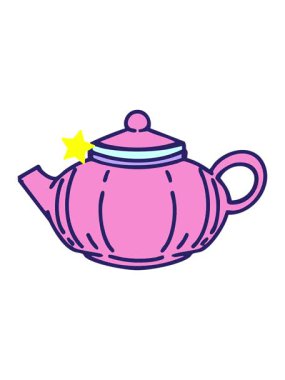 Parlayan yıldızlar seramik Japon çay demliği çizgi filminin animasyonunu etkiler.