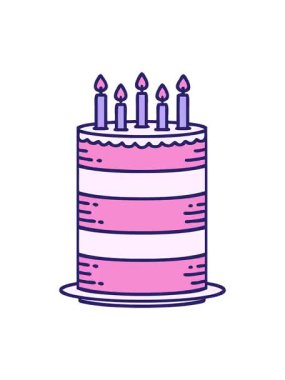 Bir doğum günü pastasının resimlerinin canlandırmasını renklendir