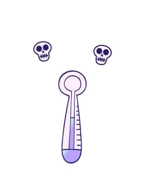 karikatür karalama medikal termometrenin kafatası animasyonu