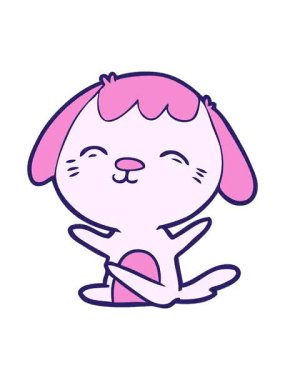 Oturan mutlu çizgi filmin dönen hareketli animasyonu.