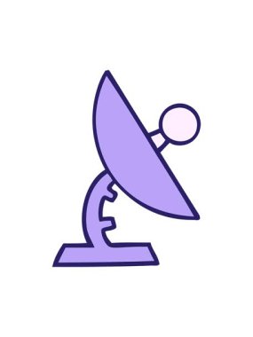 Parlak ışık efektleri, güzel bir uydu çanağının çizgi filmini canlandırıyor.