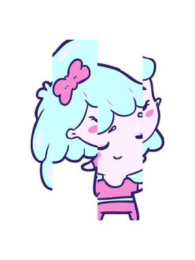 Mutlu kız çizgi filminin bölünmüş hareket animasyonu.