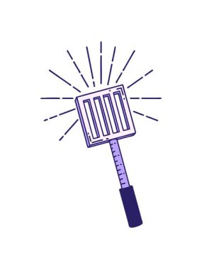 Geleneksel dövme stili mutfak spatulasının hareketli animasyonu