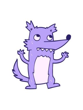 El çizimi karikatür tarzı kurt adamın titreşimli hareketi.