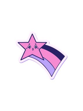 Çıkartma, gökkuşağı yıldızı kayan sevimli çizgi film animasyonunun bölücü etkisi