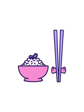 Japon pilavının yemek çubuklarıyla desenli kasede yıldız patlaması etkisi animasyonu.