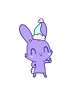 Parlak ışık efekti. Noel Baba şapkası takan bir tavşanın çizdiği el çizimi animasyon.