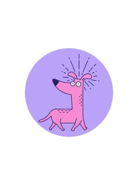 Dövme stili bir ikonun gösterişli satış animasyonu sürpriz bir köpek.