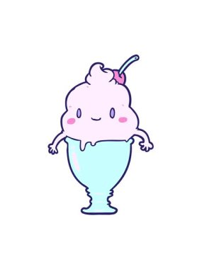 Karikatür dondurma görüntüsünün titreşimli hareketli animasyonu