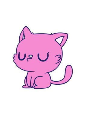 Serbest el animasyonu çizilmiş çizgi film kawaii kedisi