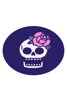 bir kafatası ve gül resimlerinin ikonik dövme tarzının hareketli animasyonu