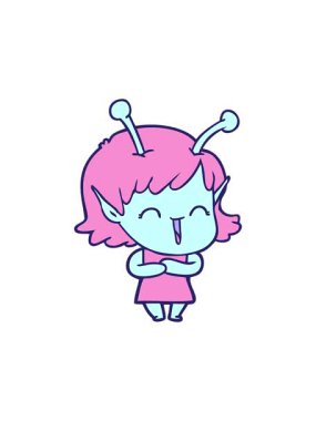 Çizgi film mutlu uzaylı kızın hareketli animasyonu