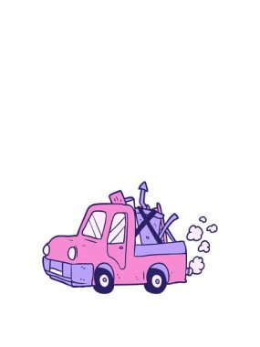 Hurda dolu eski bir kamyonun animasyonunu genişletiyorum.