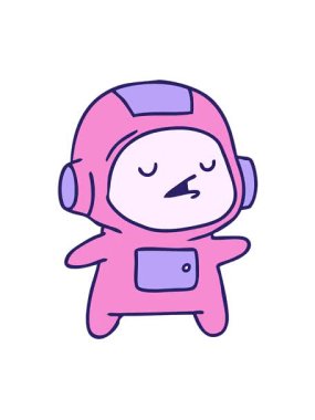 Bir kawaii yakışıklı astronot çocuğun çizgi film çiziminin titreşimli animasyonu