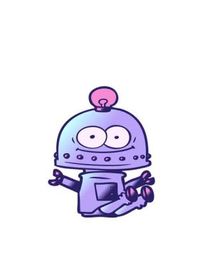 Mutlu robotun ampul çizgi film elementi ile hareketli animasyonu