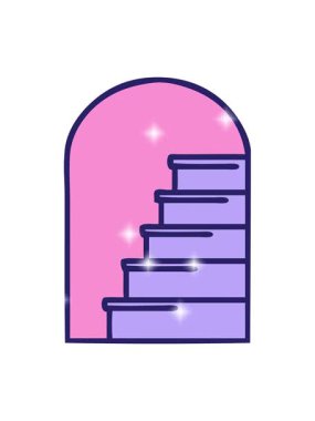 Simli efekt ikonik dövme tarzında basamaklara açılan bir kapının canlandırması