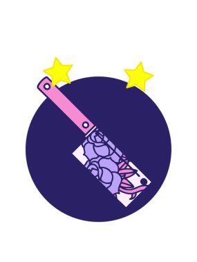 dönen yıldızların canlandırması dövme stili. Satır ve çiçeklerin resmi.