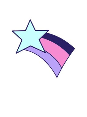 Kayan bir gökkuşağı yıldızının tatlı çizgi filminin yükselişi ve yüzüşü