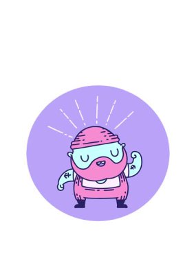 Dövme stili sakallı bir adamın bisepsi esnetirkenki animasyonu.