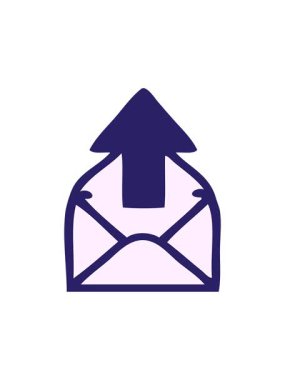 Bir e-posta işaretinin sevimli çizgi filminin basınçlı animasyonu