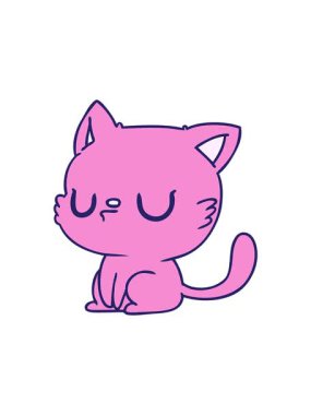 Dikkatle dinleyin, serbest elle çizilmiş çizgi film kawaii kedisi animasyonu.