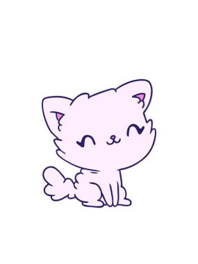 Çizgi film animasyonunun yanıp sönen radyal çizgileri. Şirin kawaii pofuduk kedicik.