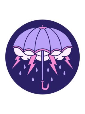 Bir şemsiyenin karikatür dövmeli görüntüsünün basınçlı canlandırması