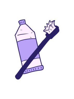 Çizgi film diş macunu ve diş fırçasının basınçlı animasyonu