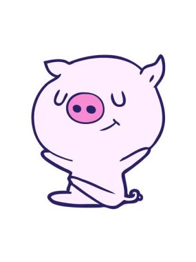 Gülümseyen çizgi film domuzunun hareketli animasyonu