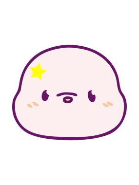 Parlayan yıldızlar, parlak renkli küçük fok yüzlü şirin bir karikatürün animasyonunu etkiler.