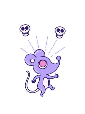 Geleneksel dövme stili fare karakterinin resimlerini gösteren kafatası animasyonları