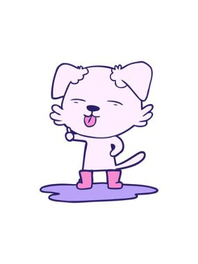 Çizgi film köpeğinin su birikintisinde dilini çıkarmasını durdurup duraklat