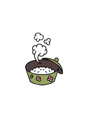 Bir kap Japon pilavının gösterişli satış animasyonu.