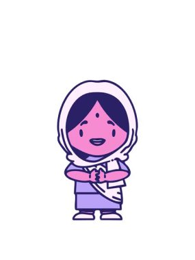 Çizgi filmdeki başörtüsü takan Hintli kadının animasyonunu uzatıyorum.