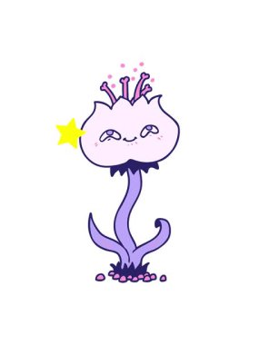 Parıldayan yıldızlar sevimli çiçek çizgi filminin animasyonunu etkiler.