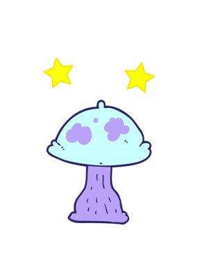 dönen yıldızlar sevimli çizgi film mantarlarının animasyonları