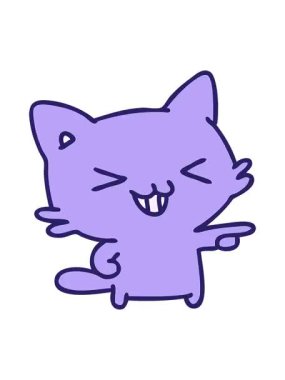 Titreyen hareketli bir kedi çizgi filmi, işaret ediyor ve gülüyor.