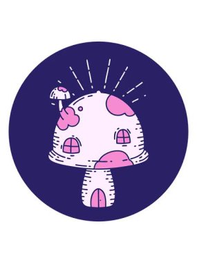 Dövme stili mantar evi simgesinin hareketli animasyonu