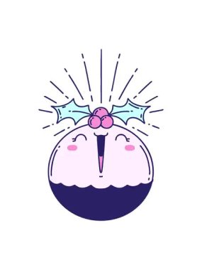 Geleneksel dövme stilinin titreyen animasyonu Noel pudingi söylüyor.