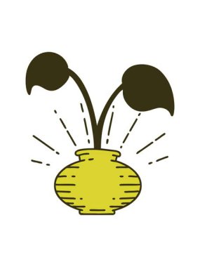 Vazodaki geleneksel dövme stili ev bitkisinin renk animasyonunu değiştirmek