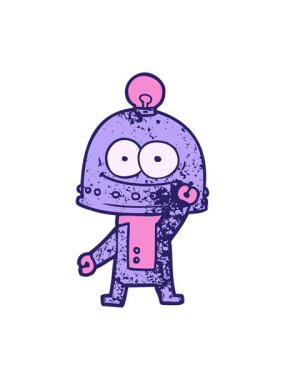 Ampullü mutlu bir robotun ışık efekti