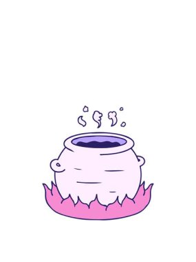 Bir tencere güveç karikatürü çizilmiş el hareketlerinin animasyonu