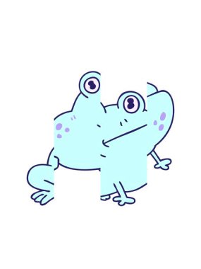 El hareketli animasyon. Çizgi film kurbağası.