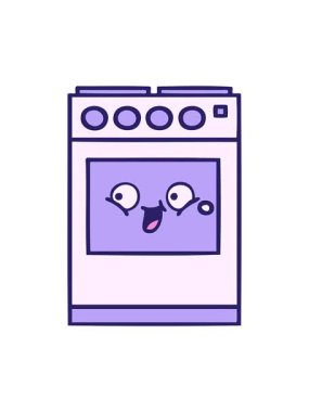 Mutfak fırınının tatlı çizgi filmlerinin animasyonunu durdurup duraklat