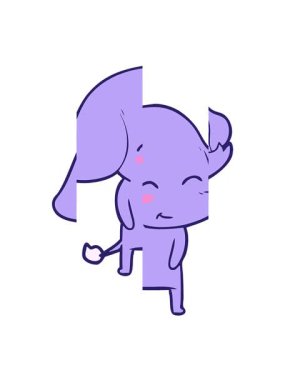 Sevimli fil karikatürünün bölünmüş hareket animasyonu