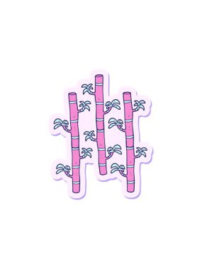 Çizgi film bambu çıkartmasının radyoaktif ışıltılı animasyonu