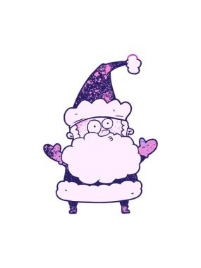 Karikatür animasyonunu güçlendir. Kafası karışık Noel Baba 'nın omuzları.